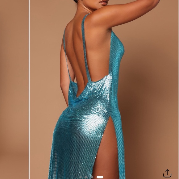 Shimmering Teal Sleeveless Dress - Picture 4 of 5